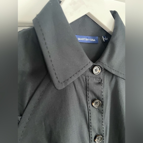 MARTIN + OSA lightweight cotton twill black shirt dress cap sleeve size 4 - Picture 2 of 7
